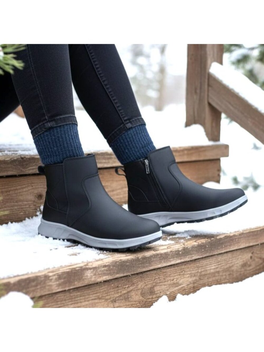 Khombu 9 Dusk All Weather Boot Faux Leather Zip-up Outdoor Fur Lined Winter Shoe